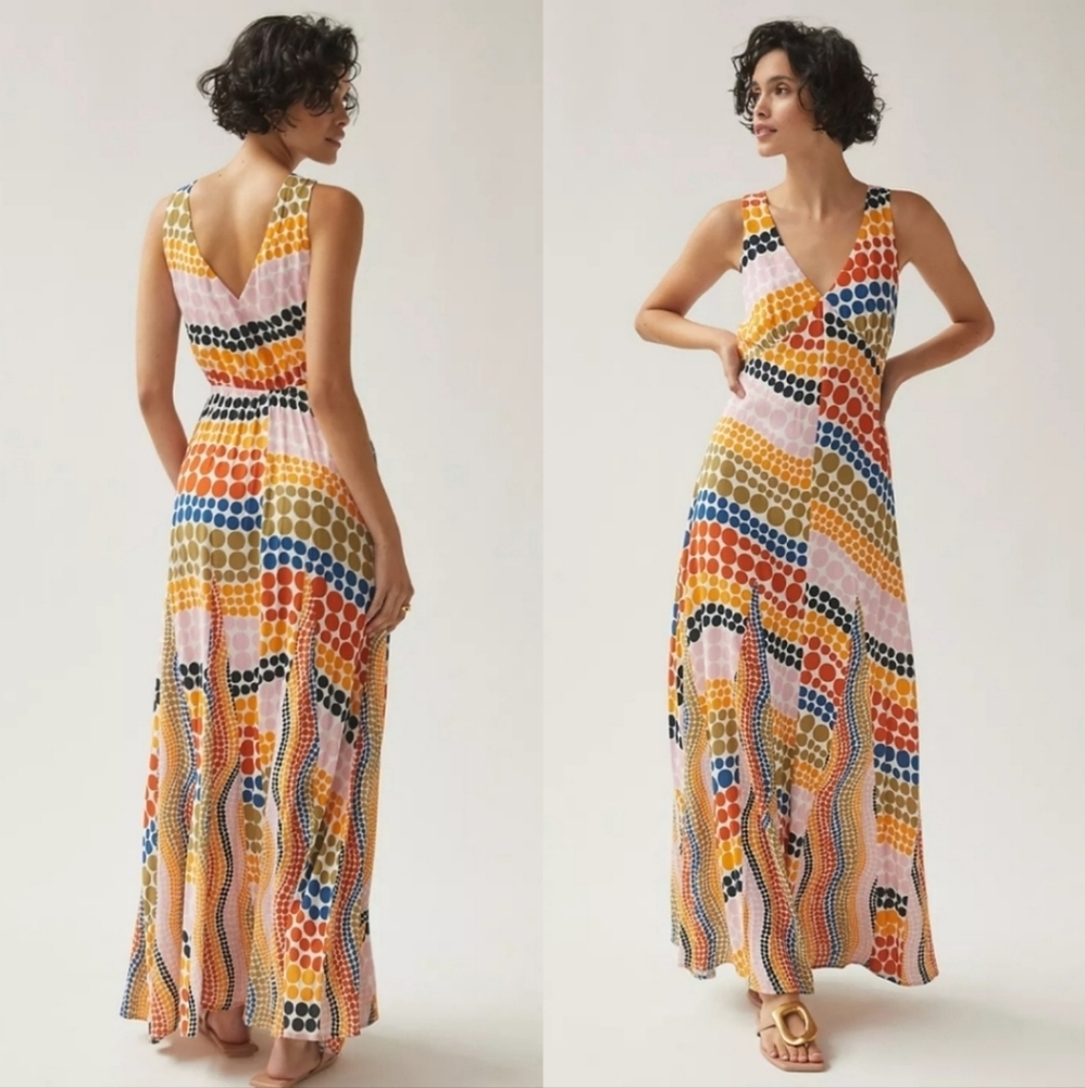 Anthropologie The Odells Dot-Printed Maxi Dress size XS. , XSP